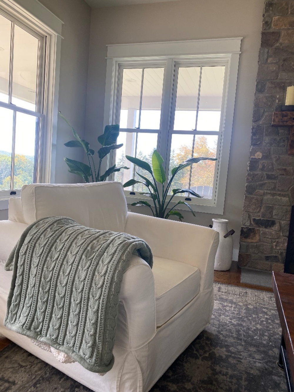 Pottery Barn Sage Cable Knit Throw
